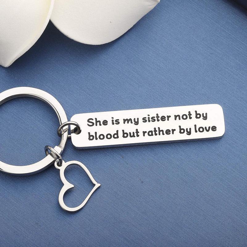 [Australia] - MYOSPARK Best Friends Keychain Step Sister Keychain Sister in Law Keychain She is My Sister Not by Blood But Rather by Love Sister BFF Jewelry Gift Sister by love keychain 