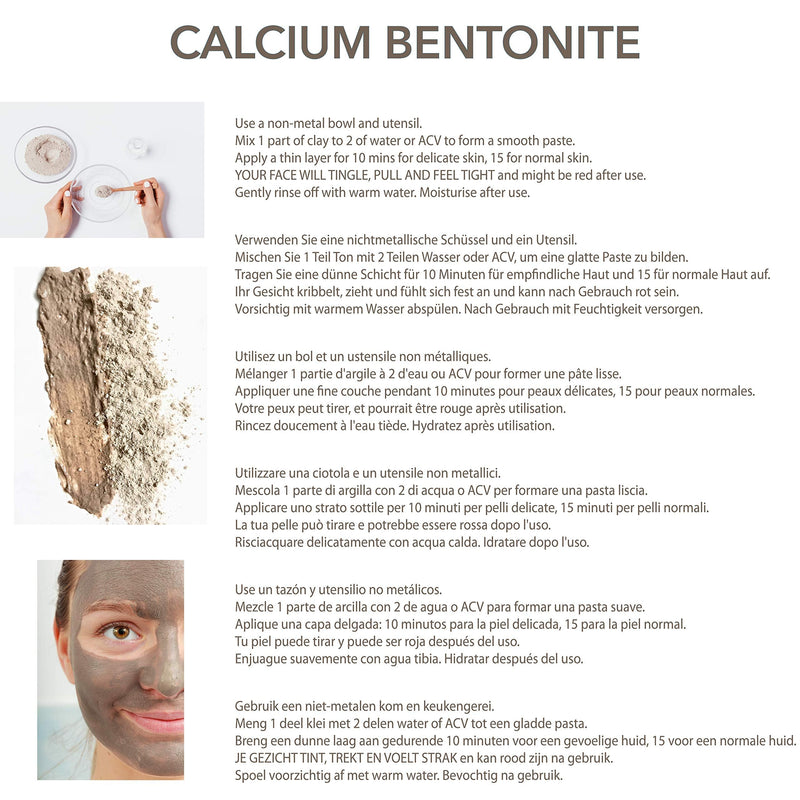 [Australia] - CALCIUM BENTONITE CLAY - 454 g - by POO FREE - COSMETIC GRADE - Deep Pore Facial Cleanser, Blackhead Remover & Pore Minimiser 100% Natural Face Clay Mask, Superfine, high purity, PH 6. 