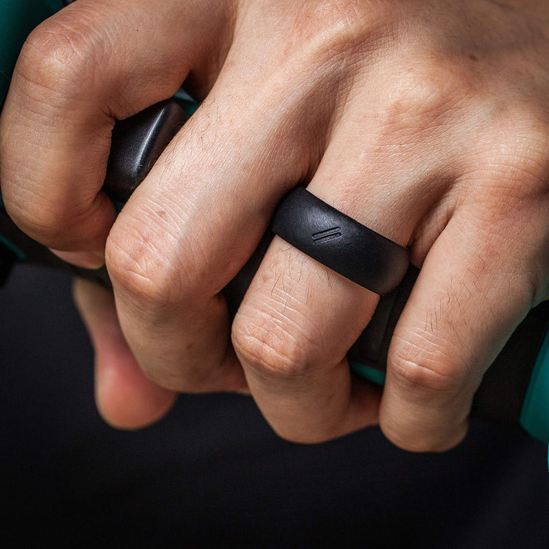 [Australia] - ThunderFit Silicone Wedding Ring for Men, Rubber Wedding Band - Width 8.7mm - Thickness 2.5mm 8 Black rings 6.5 - 7 (17.3mm) 