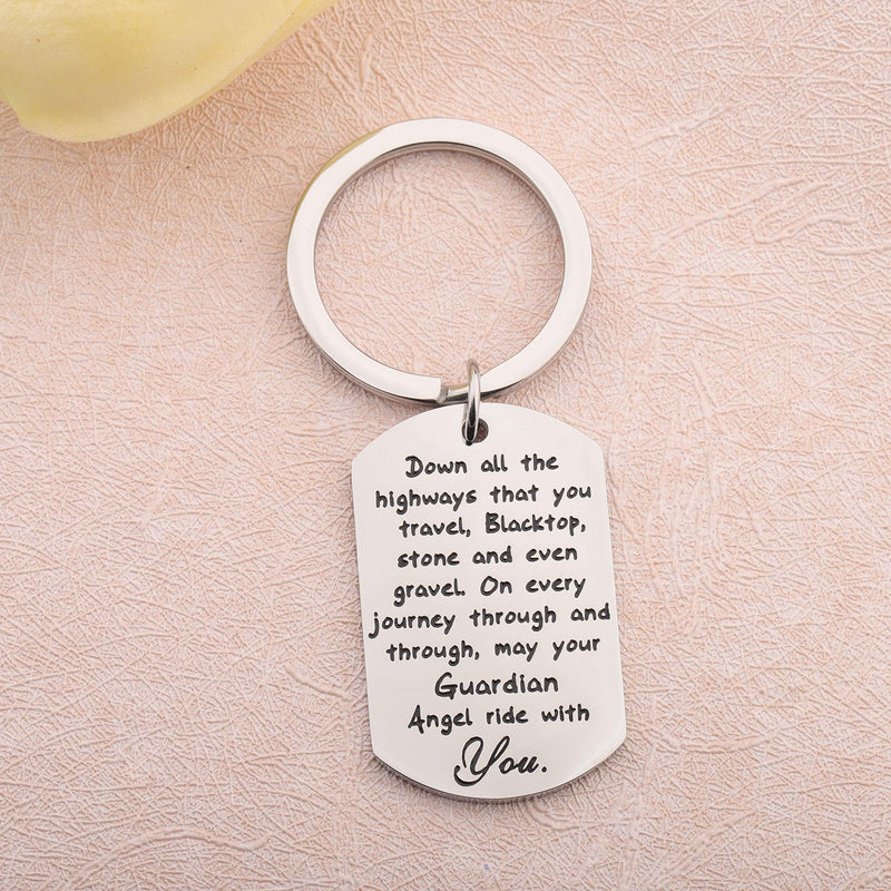 [Australia] - FUSTMW Car Owner Gift Drive Safe Keychain May Your Guardian Angel Ride With You Car Lover Gift 