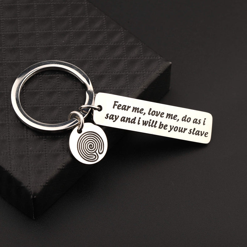 [Australia] - TIIMG David Bowie Lyrics Labyrinth Movie Inspired Gift Fear Me Love Me Do As I Say and I Will Be Your Slave Keychain Gift for Boyfriend Husband Girlfriend fear me keychain 