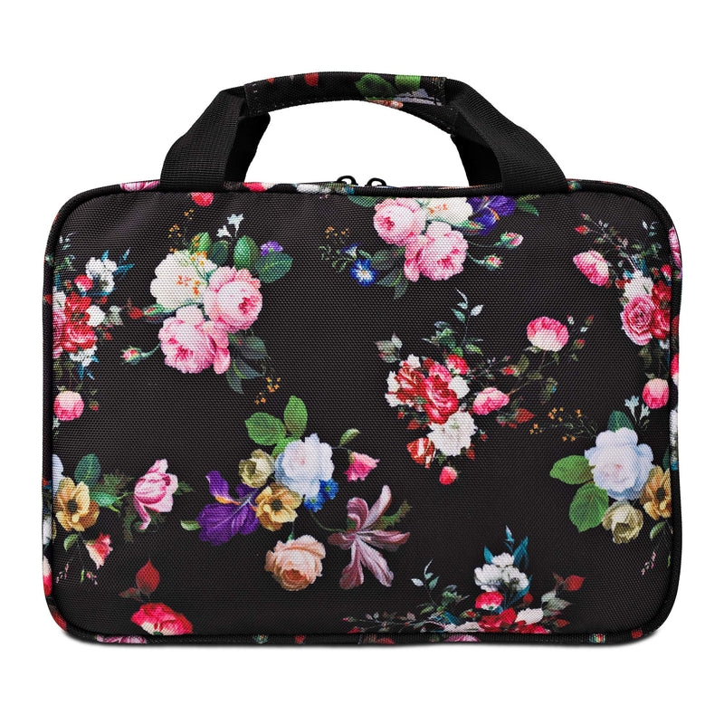 [Australia] - Large Hanging Travel Cosmetic Bag For Women - Versatile Toiletry And Cosmetic Makeup Organizer With Many Pockets (Black roses) Black roses 