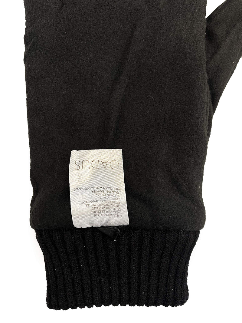 [Australia] - OADUS Unisex Quilted Nylon Warm Winter Gloves with Leather Touchscreen Texting Technology and Thinsulate Insulation Small Black 