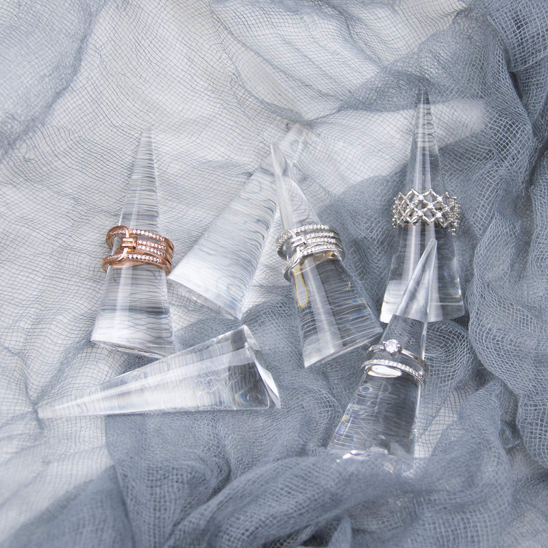 [Australia] - AUEAR, 6 Pack Acrylic Jewelry Ring Display Stand Clear Cone Ring Holder for Jewelry Ring Wedding Ring 