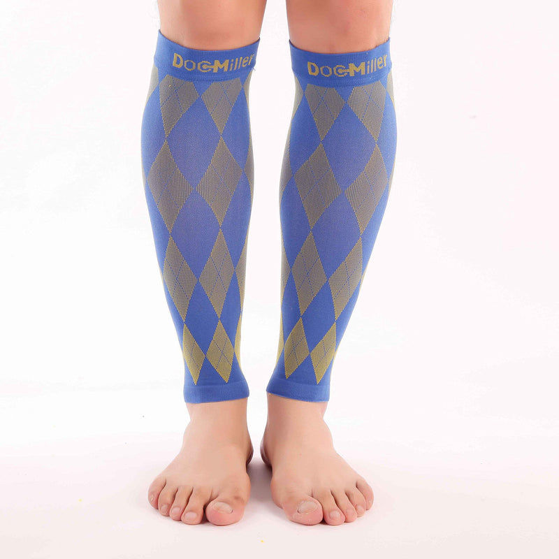 [Australia] - Doc Miller Calf Compression Sleeve for Men & Women - Fast Leg Pain Relief from Shin Splints, Varicose Veins - All Day Calf Support for Running, Travel & Everyday Use Yellow.Blue Medium 