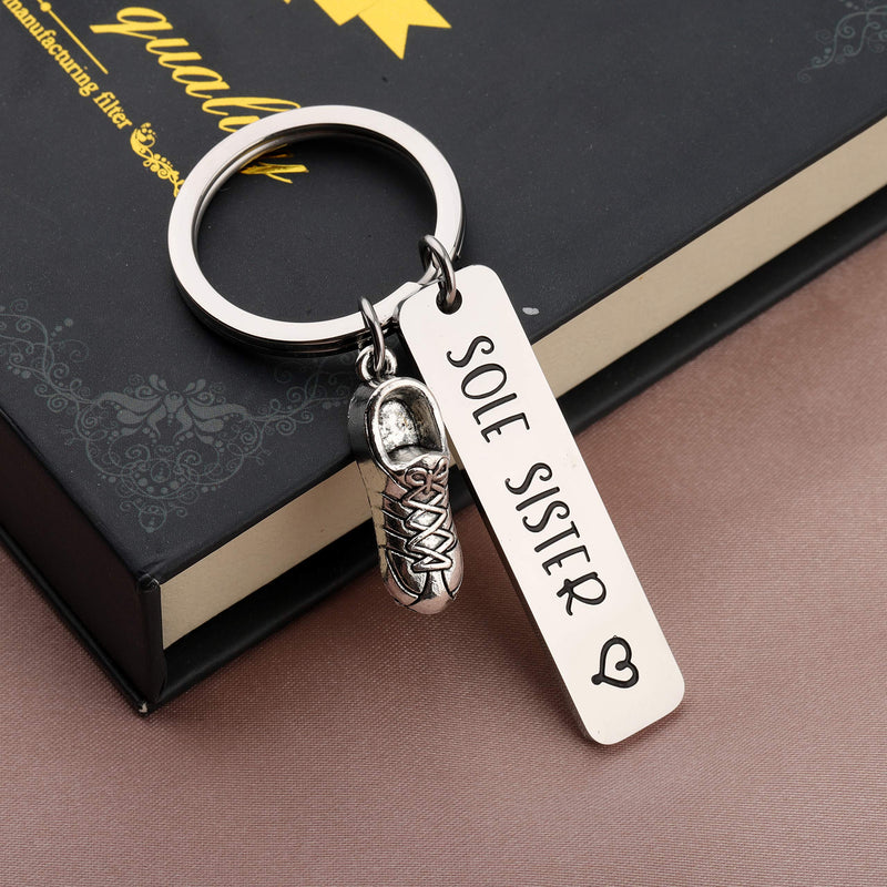 [Australia] - SEIRAA Sole Sister Keychain Running Jewelry Runners Gift Run Shoe Charm Key Chain Inspirational Runner Marathon Gift 