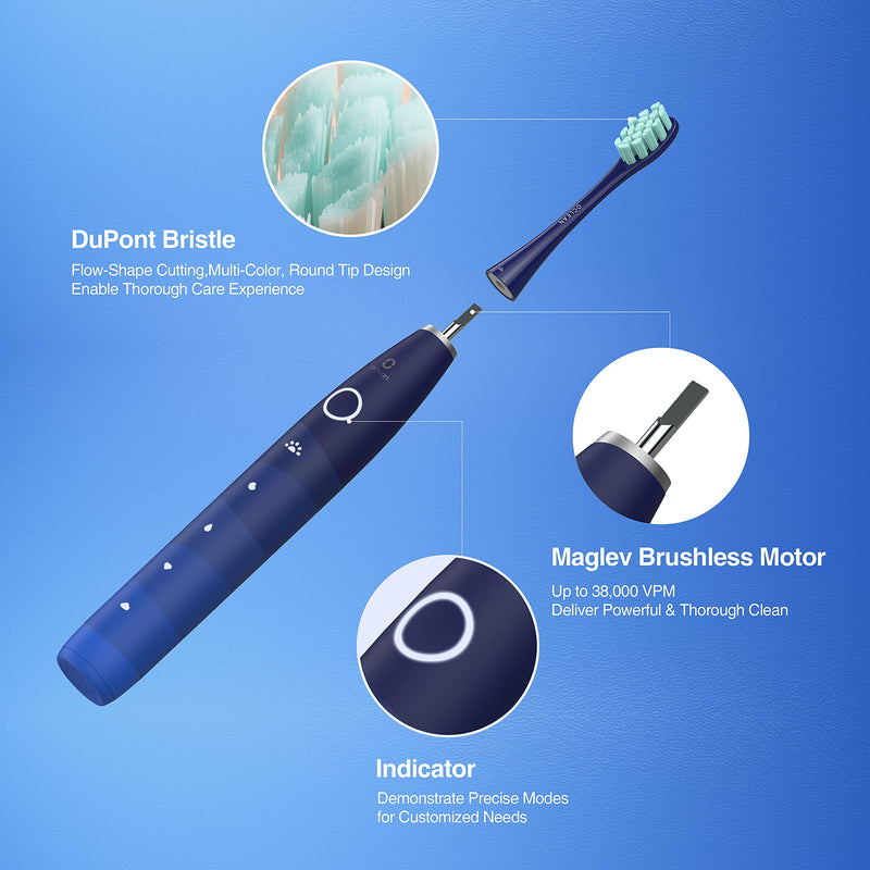 [Australia] - Oclean Flow, Sonic Electric Toothbrush, 5 Modes with Whitening, 180 Days Battery Life, 2 Min Timer & 30s Reminder, IPX7 – Blue 