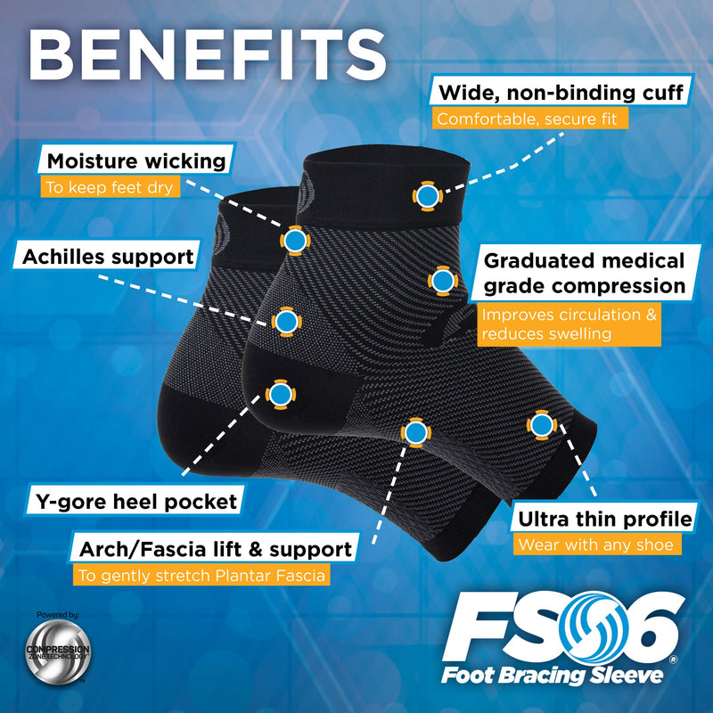 [Australia] - OrthoSleeve FS6 Compression Foot Sleeve (One Pair) for Plantar Fasciitis, Heel Pain, Achilles Tendonitis and Swelling Small Reflector Yellow 