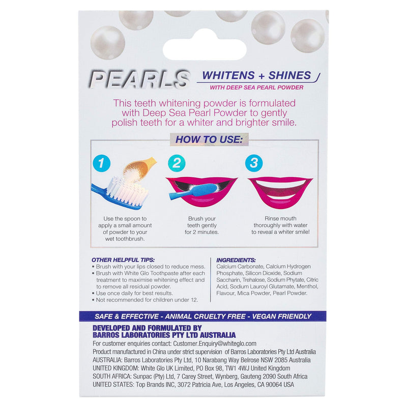 [Australia] - White Glo Pearls Whitens + Shines Pearl Powder Mint Flavour 30g Deep Teeth Whitening Treatment 