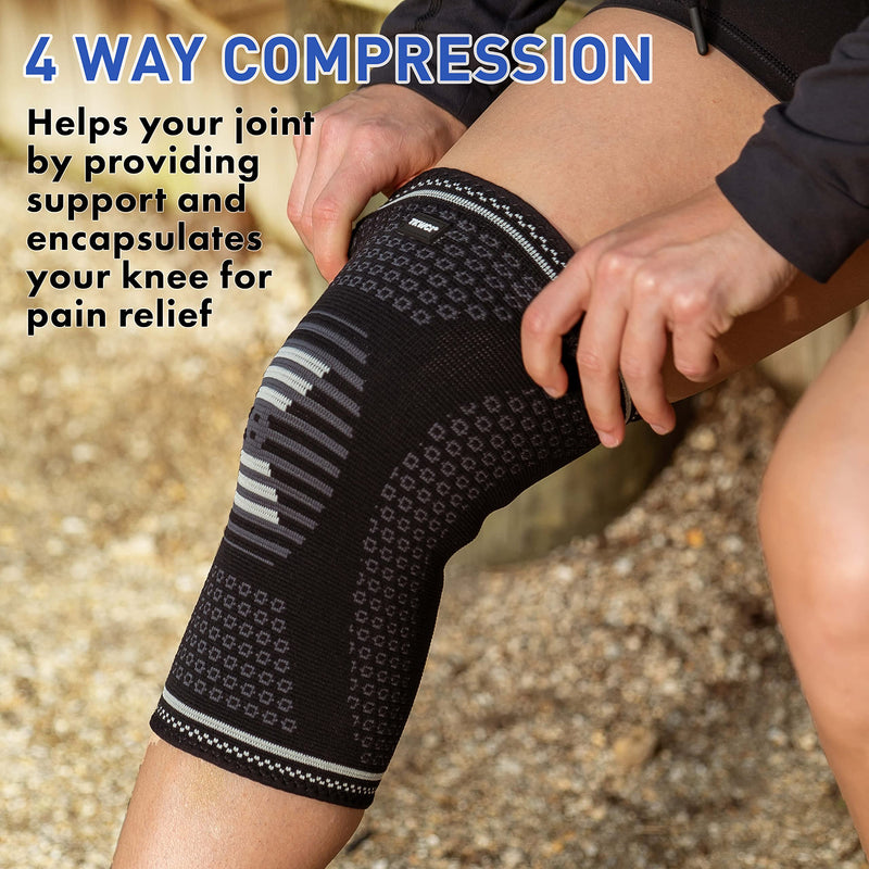 [Australia] - TKWC Knee Brace Compression Sleeve for Men Women, Knee Support for running, weightlifting, BasketBall , Knee Pads for Meniscus Tear, ACL, Arthritis and Knee Pain Relief (Medium) Medium 