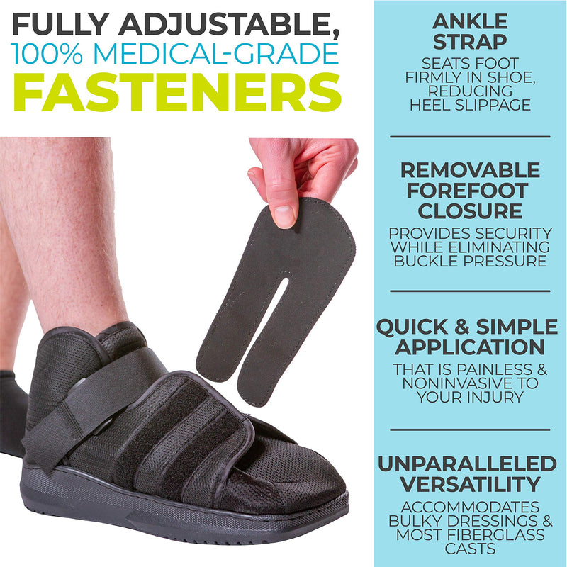 [Australia] - BraceAbility Closed Toe Medical Walking Shoe - Lightweight Surgical Foot Protection Cast Boot with Adjustable Straps, Orthopedic Fracture Support, and Post Bunion or Hammertoe Surgery Brace (L) Large (Pack of 1) 