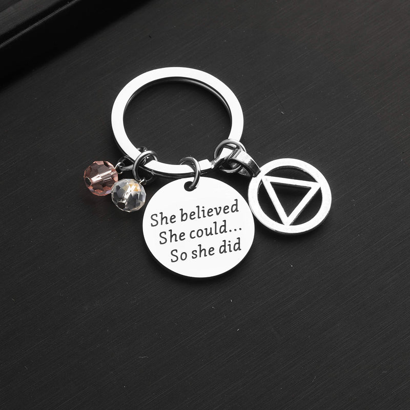 [Australia] - TIIMG Recovery Gift Sobriety Gift AA Gift Sober Recovery Jewelry AA Jewelry She Believed She Could So She Did Sobriety Keychain Alcoholics Anonymous Gifts She Believed AA 