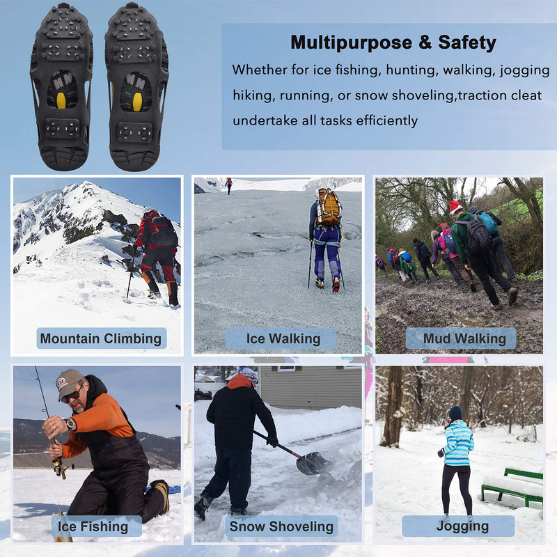 [Australia] - Ice Snow Cleats for Shoes and Boots,Walk Traction Cleats Crampons for Men Women Walking on Ice and Snow Anti Slip 28 Spikes Shoes Ice Traction Cleats Small(3.5-5 men/5.5-7 women) 