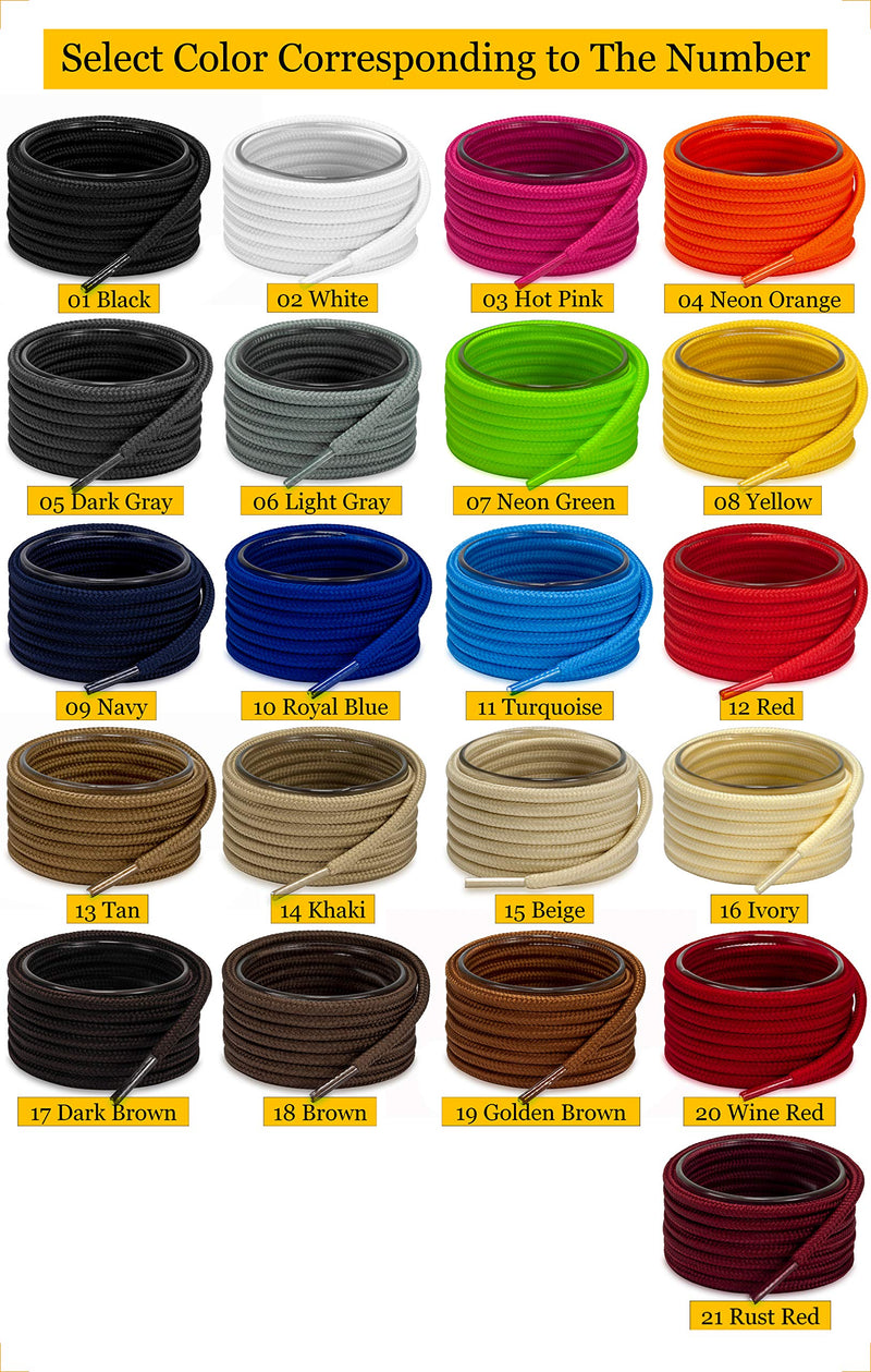 [Australia] - Shoemate Solid Color Round Shoe Laces for Sneakers, Boots and Athletic Shoes with 4 Shoelace Tip Algets 24"(61cm) 01 Black 