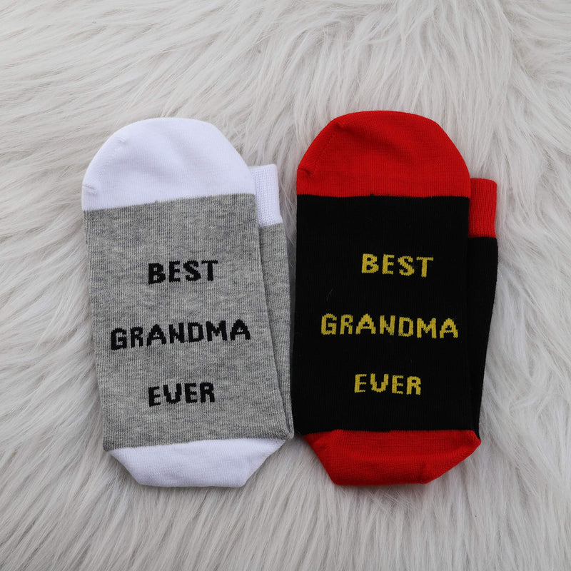 [Australia] - PYOUL 2 Pairs Grandma Socks Best Grandma Ever Gifts for Grandma New Grandma Gift New Mom Gift Birthday Gift 