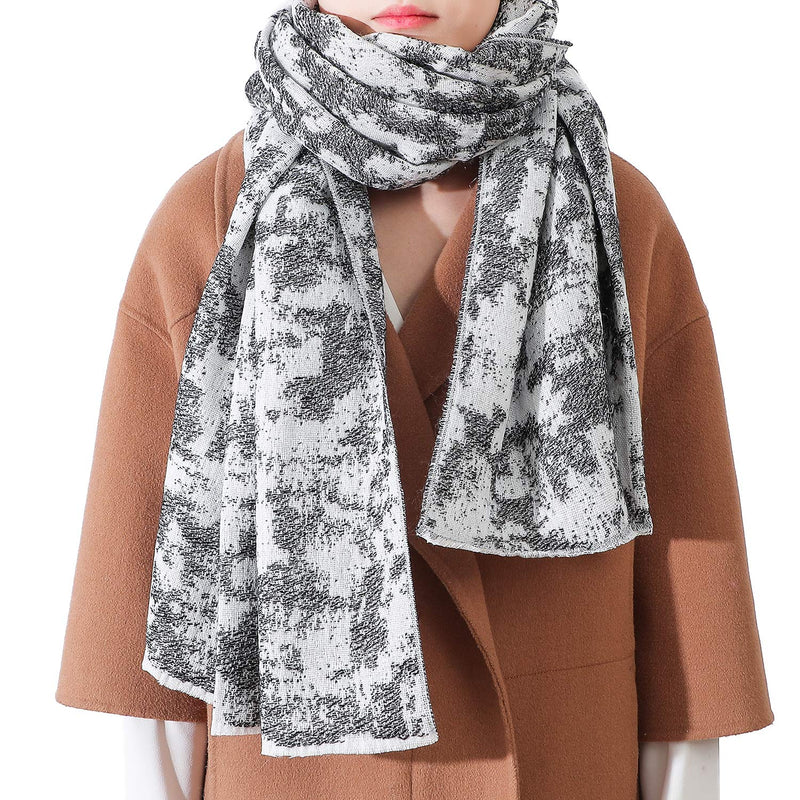 [Australia] - Scarf Women winter fuffly scarf neck warmer black & white with silver Metalic thread 176X65 cm fashion Shawls Wraps for ladies and Girls 