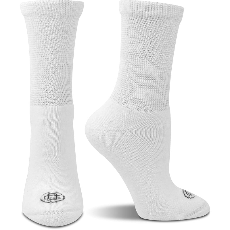 [Australia] - Doctor's Choice Women's Diabetic Ankle & Crew Socks, Non-Binding, Circulatory, Cushion, 4 Pack, Shoe Size 6-10 Sock Size 9-11 White/Crew Medium 