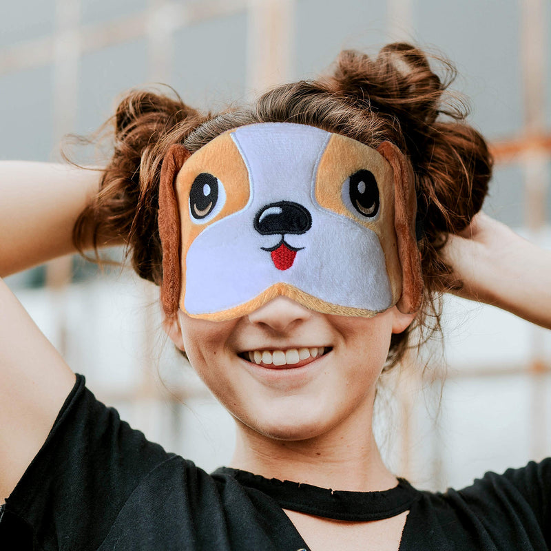 [Australia] - Fluffy Animal Eye Mask for Sleeping - (Beagle) Adjustable Strap Sleep Mask Beagle 