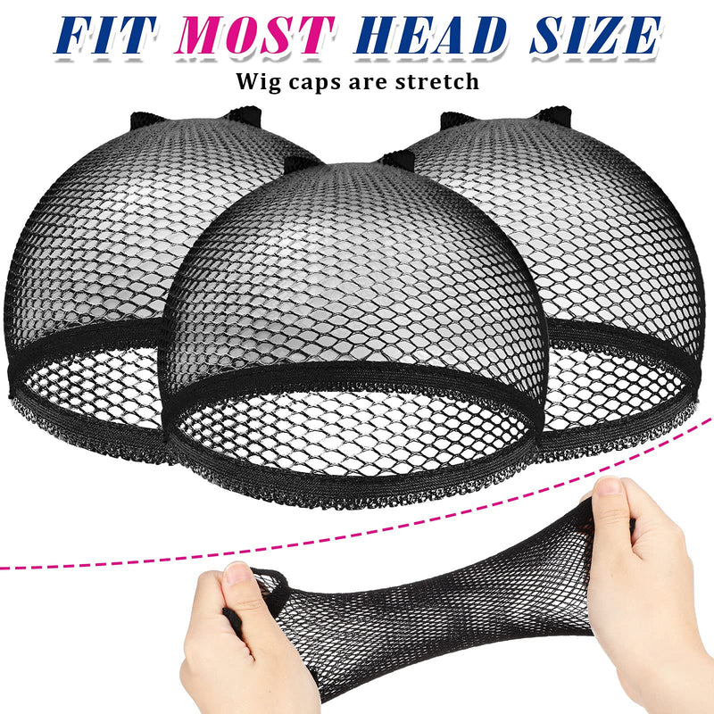 [Australia] - 50 Pieces Wig Caps Mesh Net Wig Cap Stocking Wig Caps Stretchy Nylon Wig Caps Liner Weaving Caps Close End Fishnet Wig Cap for Women Girls Men (Black) Black 