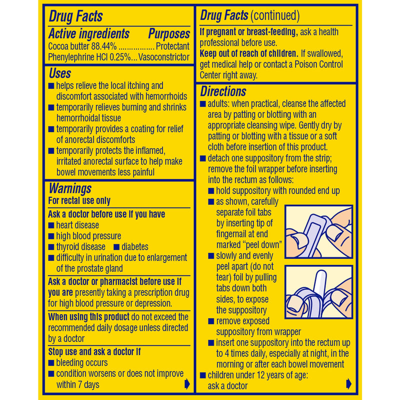 [Australia] - Preparation H Hemorrhoid Suppositories For Itching And Discomfort Relief - 12 Count 