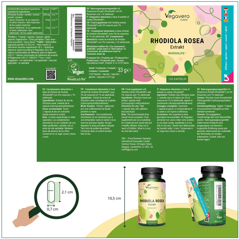 [Australia] - Premium Rhodiola Rosea Vegavero� | Rhodiolife� | 3% Rosavins & 1% Salidroside | NO Additives | Rhodiola Rosea Extract | Herbal Adaptogenic Supplement | 120 Capsules | Vegan 
