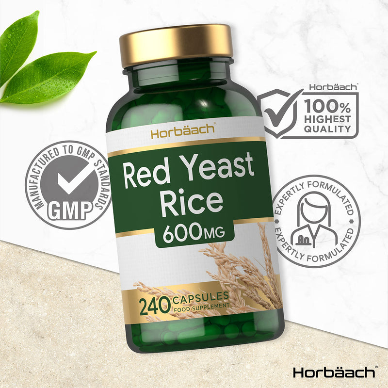 [Australia] - Red Yeast Rice 600mg | 240 Capsules | Healthy Cholesterol Supplement | No Artificial Preservatives | by Horbaach 