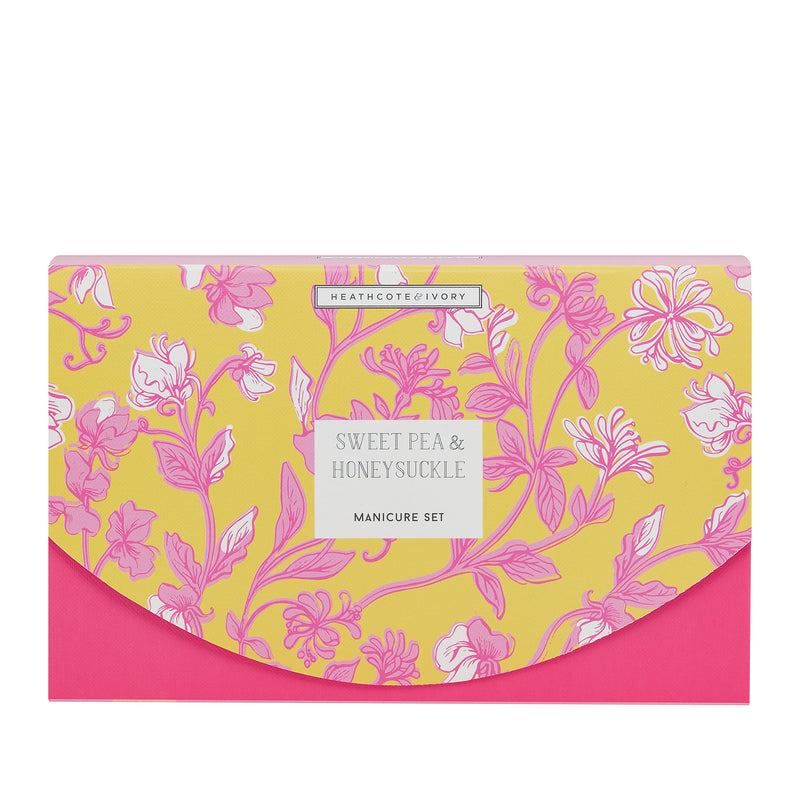[Australia] - Heathcote & Ivory Sweet Pea & Honeysuckle Manicure Gift Set, 50Ml Hand & Nail Cream, 50Ml Hand Scrub, 50G Hand Soak & Nail File 