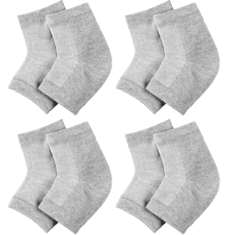 [Australia] - Soft Gel Heel Socks Ventilate Open Toe Socks 4 Pairs for Dry Hard Cracked Skin Moisturizing Day Night Care Skin (Gray) 