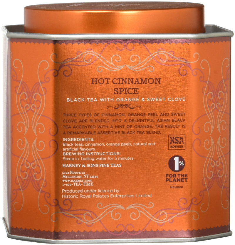 [Australia] - Harney & Sons Hot Cinnamon Spice Tea Tin - Black Tea with Orange & Sweet Clove - 2.67 Ounces, 30 Sachets 30 Count (Pack of 1) 