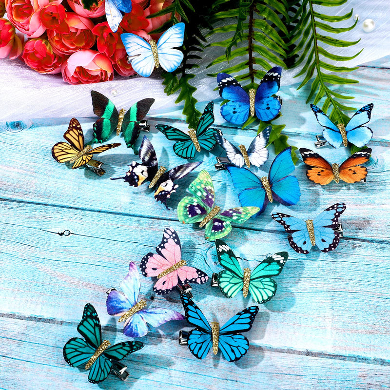 [Australia] - 18 Pieces Glitter Butterfly Hair Clips for Teens Women Hair Accessories (Charming Styles) Charming Styles 