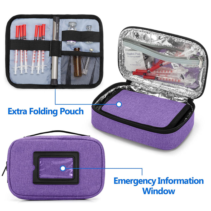 [Australia] - Yarwo Insulin Cooler Travel Case for Kid and Adult, Diabetic Organizer with 2 Ice Packs for Insulin Pens and Other Diabetic Supplies, Purple 