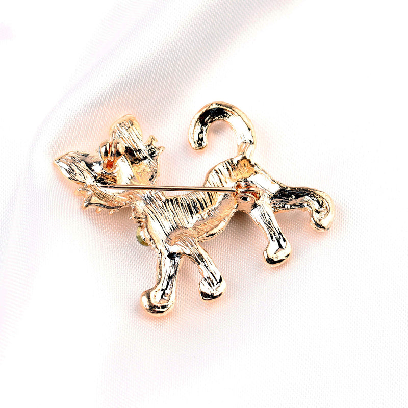 [Australia] - FEELMEM Crystal Rhinestone Cat Brooch Pin Rose Gold Shining Brooches for Women Girls Wedding/Banquet/Birthday Party 