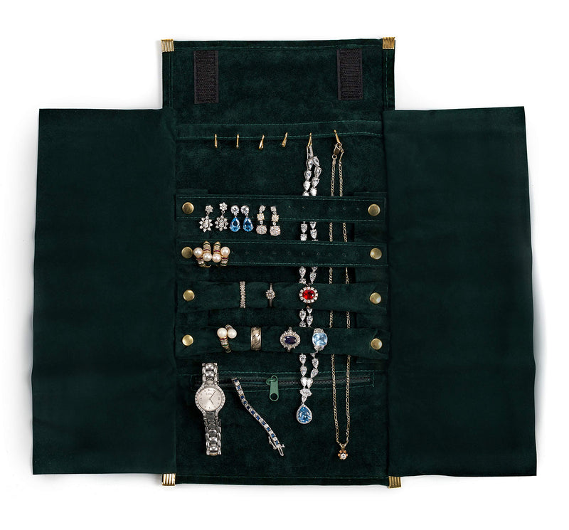 [Australia] - YHY QUALITY Home & Travel Jewelry Organizer, Lightweight & Small Jewelry Holder, Anti Tarnish, Large Storage, For Necklaces, Bracelets, Rings, Earrings, Pearls & Watches. (Green, Standard) Green 