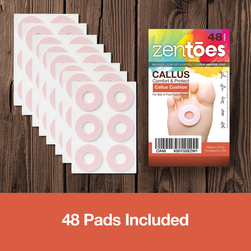 [Australia] - ZenToes Soft Foam Callus Cushions Round Waterproof Pads Toe and Foot Protectors (48 Count) 48 Count (Pack of 1) 