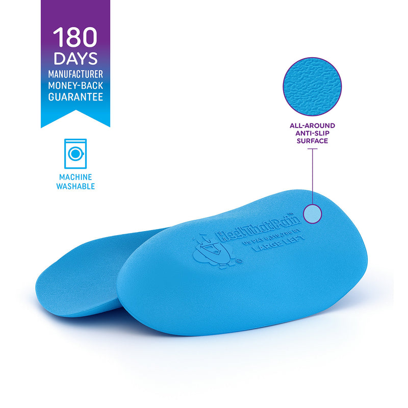 [Australia] - Heel That Pain Plantar Fasciitis Insoles | Heel Seats Foot Orthotic Inserts, Heel Cups for Heel Pain and Heel Spurs | Patented, Clinically Proven, 100% Guaranteed | Blue, Large (W 10.5-13, M 8.5-12) Blue Firm Rubber Large (Women's 10.5-13, Men's 8.5-12) 