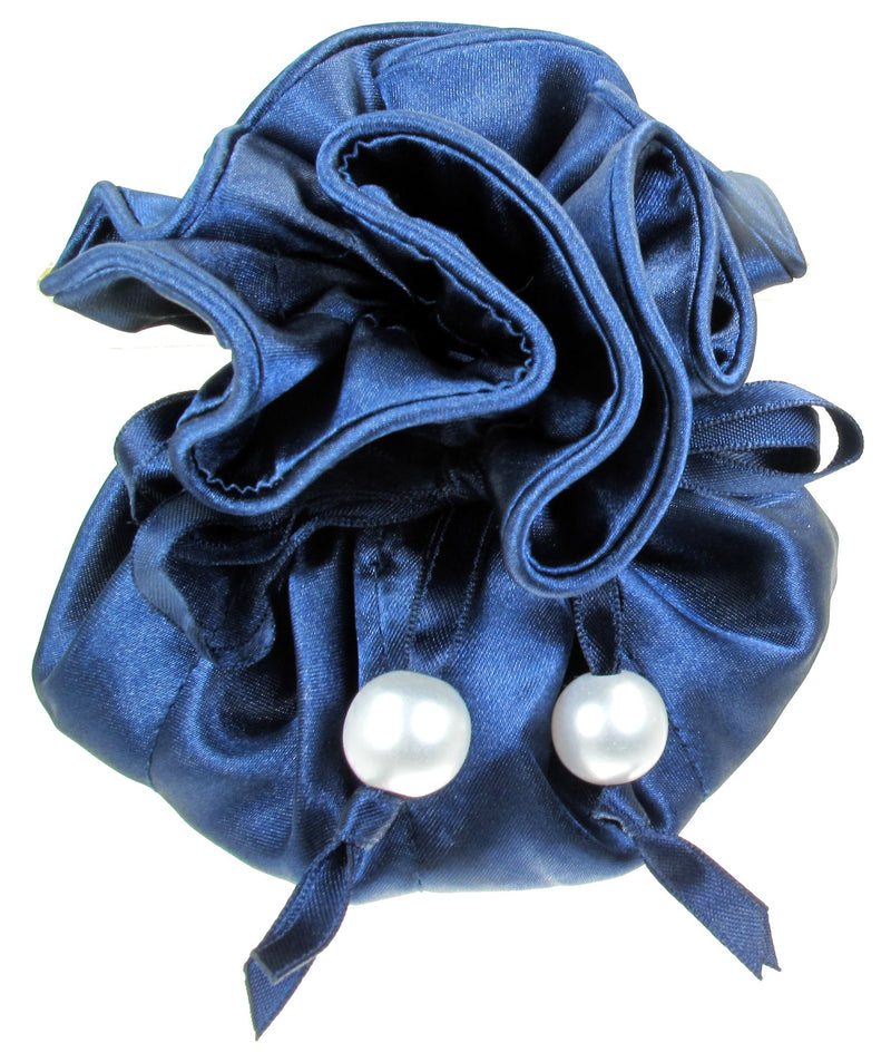 [Australia] - TropicaZona Satin Drawstring Jewelry Pouch, 16 Pockets, Navy Blue 1 