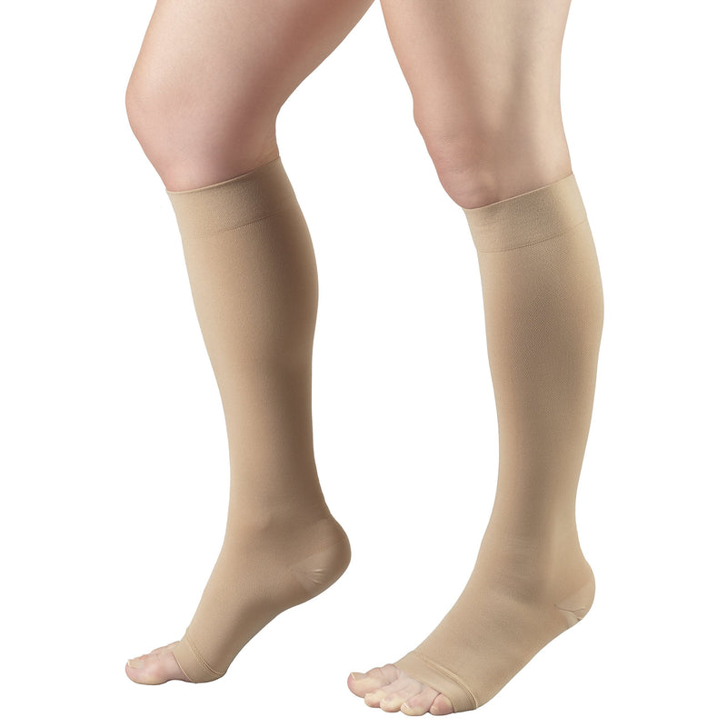 [Australia] - Truform Short Length Surgical Stockings, 18 mmHg Compression for Men and Women, Reduced Length, Open Toe, Beige, Large Large (1 Pair) 