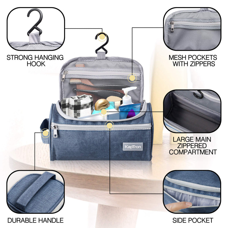 [Australia] - Travel Toiletry Bag - Small Portable Hanging Cosmetic Organizer for Men & Women | Makeup, Toiletries, Hygiene Accessories, Shaving Kit, Clippers & Grooming Tools | Waterproof | Bathroom, Shower, Gym 