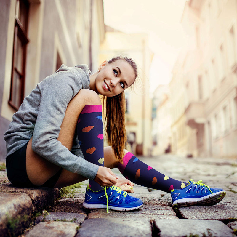 [Australia] - Compression Socks 15-20 mmHg is Best Athletic for Men & Women Running Flight Travel Nurses Pregnant 08(8 Pairs) Blue/Navy/White/Black/Navy/Gray/Black/Blue Small-Medium 