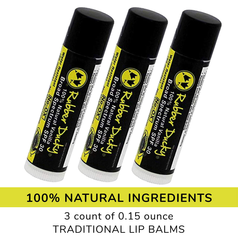 [Australia] - Rubber Ducky Natural Lip Protectant/ Balm, Vanilla (SPF 30, 3 Pack) SPF 30 