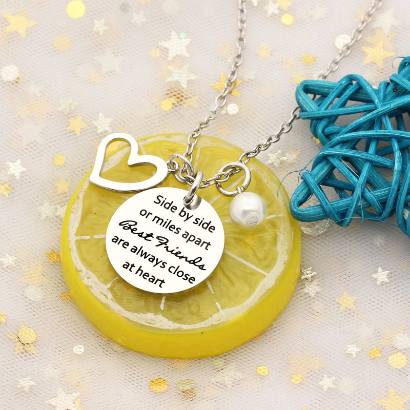 [Australia] - Pendant Necklace Best Friend Birthday Graduation Friendship Gifts - Side by Side Or Miles Apart Best Friend are Close at Heart 