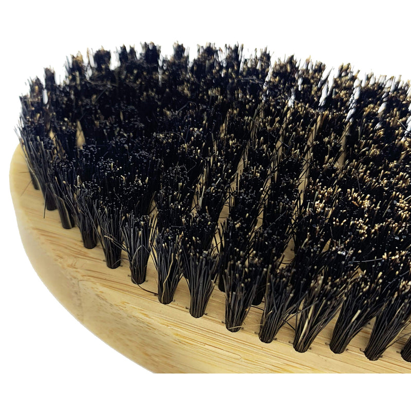 [Australia] - Kobe Palm Men's Wooden Military Hair Brush - Hand-Sized Grooming Tool with Natural Boar Bristles for Hair and Beard 