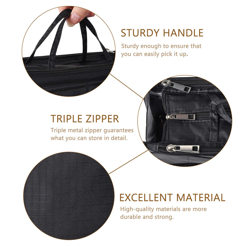 [Australia] - Vercord Patterned Purse Handbag Tote Pocketbook Bag Organizer Insert with Zipper Handle for Women Medium Black 