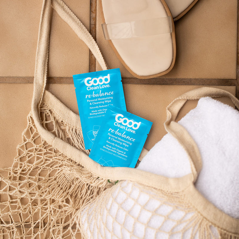 [Australia] - Good Clean Love Rebalance Personal Moisturizing & Cleansing Wipes, Naturally Reduces Odor & Supports Vaginal Health, pH-Balanced Feminine Hygiene Product, 12 Wipes 