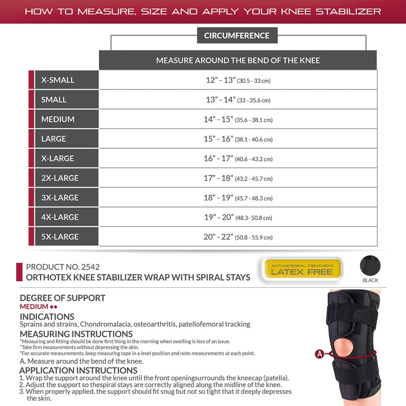 [Australia] - OTC Orthotex Knee Stabilizer Wrap with Spiral Stays, 5X-Large 5X-Large (Pack of 1) 