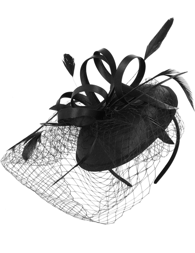 [Australia] - BABEYOND Tea Party Fascinator Hat Veil Kentucky Derby Fascinator Headband Pillbox Fascinators Hat for Cocktail Black 