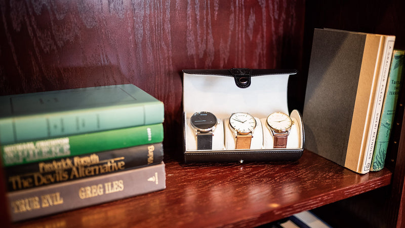 [Australia] - CASE ELEGANCE Vegan Leather Travel Watch Case Roll Organizer Classic Black 