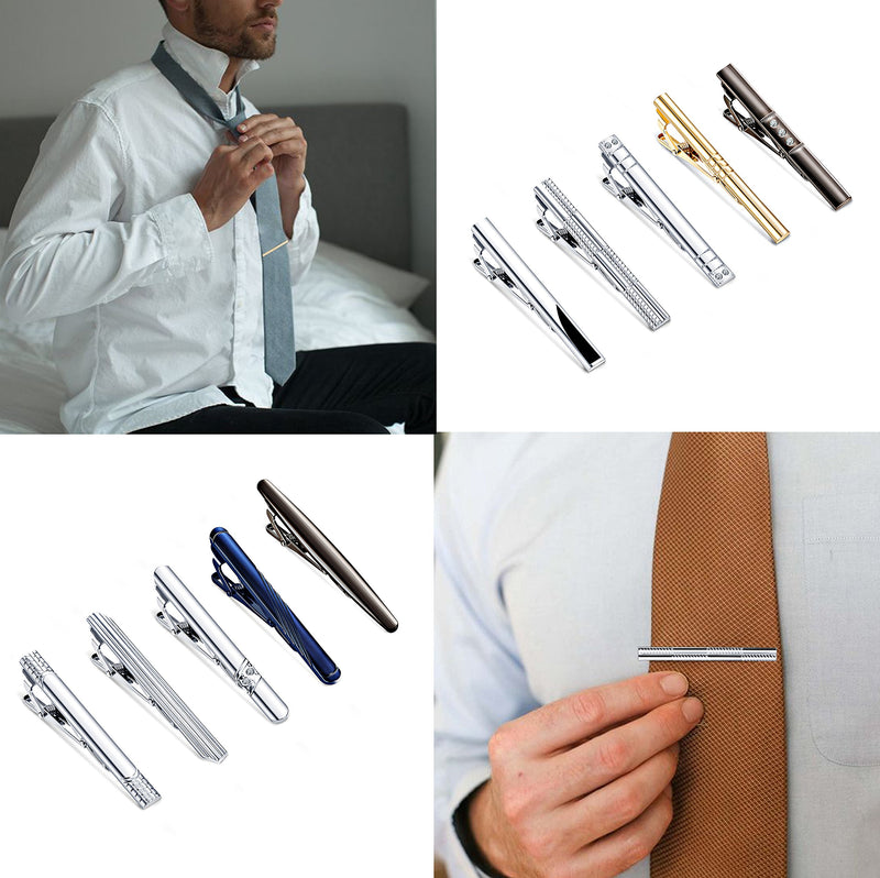 [Australia] - FIBO STEEL 10 Pcs Tie Clips Bar Pinch Clip for Men Wedding Business Tie Bar Clip with Box A: 10 Pcs a Set 