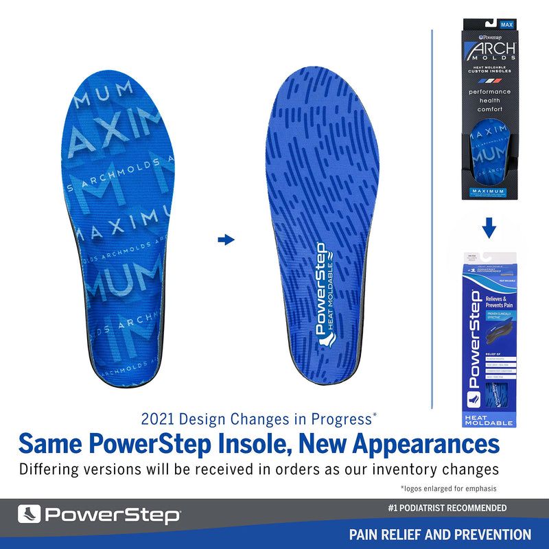 [Australia] - PowerStep Insoles, Custom Fit Orthotic, Molded Arch Support Insole, Exact Fit Instant Custom Orthotic For Women and Men Women's 10.5-11 / Men's 9-9.5 Blue 
