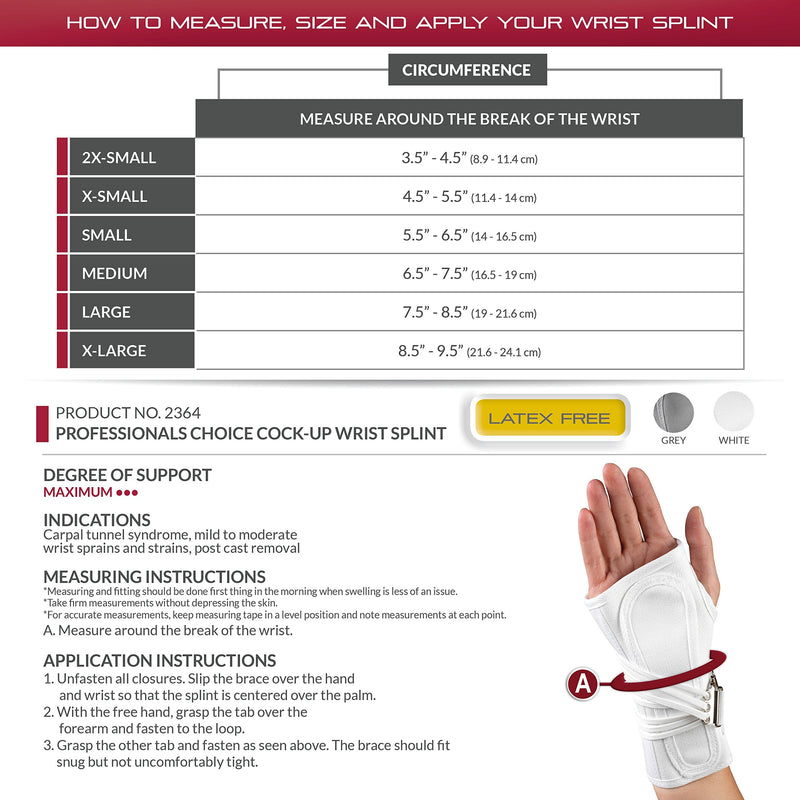 [Australia] - OTC Wrist Splint, Cock-Up Lacing, Canvas, ProChoice, Grey, Small (Left Hand) Small (Pack of 1) Gray (Left Hand) 